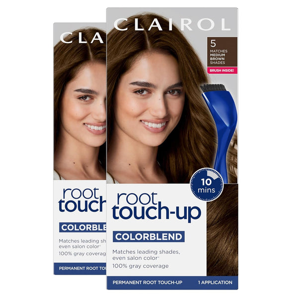 Root Touch-Up by Nice'N Easy Permanent Hair Dye, 5 Medium Brown Hair Color, Pack of 2