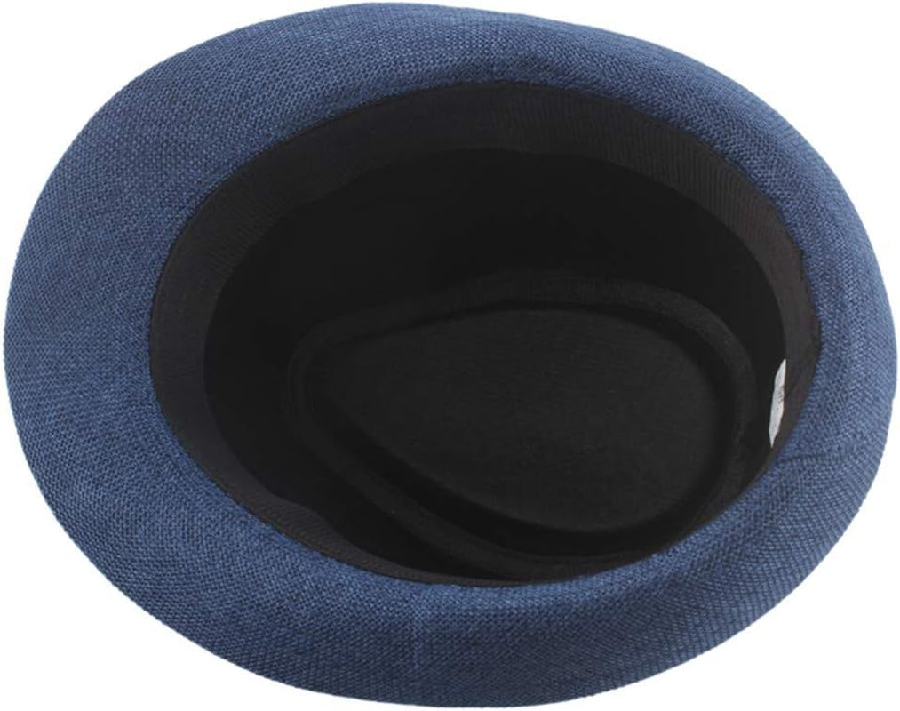 Straw Fedora Hat for Men Panama Trilby Hat Short Brim Hat with Black Band Summer Sun Hat for Men Women