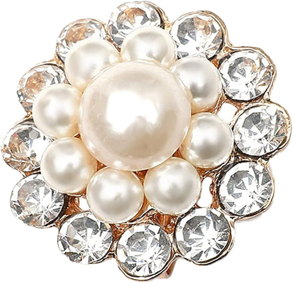 Vintage CZ Flower Pearl Statement Ring for Women Girls Gold Plated Adjustable Expandable Cubic Zirconia Imitation Pearls Open Wrap Promise Engagement Rings Comfort Fit Wedding Mother'S Day Jewelry