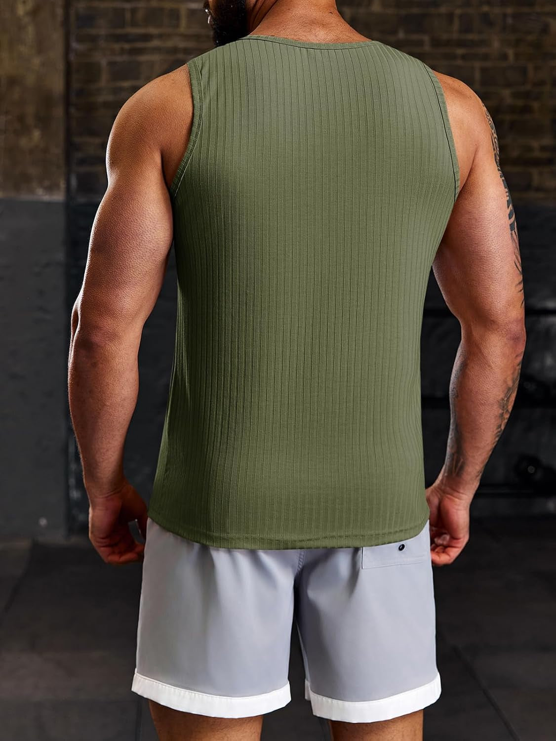 Men'S Ribbed Tank Tops 2 Pack Knit Sleeveless Workout T Shirt Muscle Gym Fitness Tee