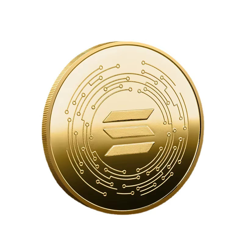 Solana Coin SOL Coin Gold, Silver Plated Physical Metal Crypto SOL Coin with Plastic Case Commemorative Coin Art Collection Gift
