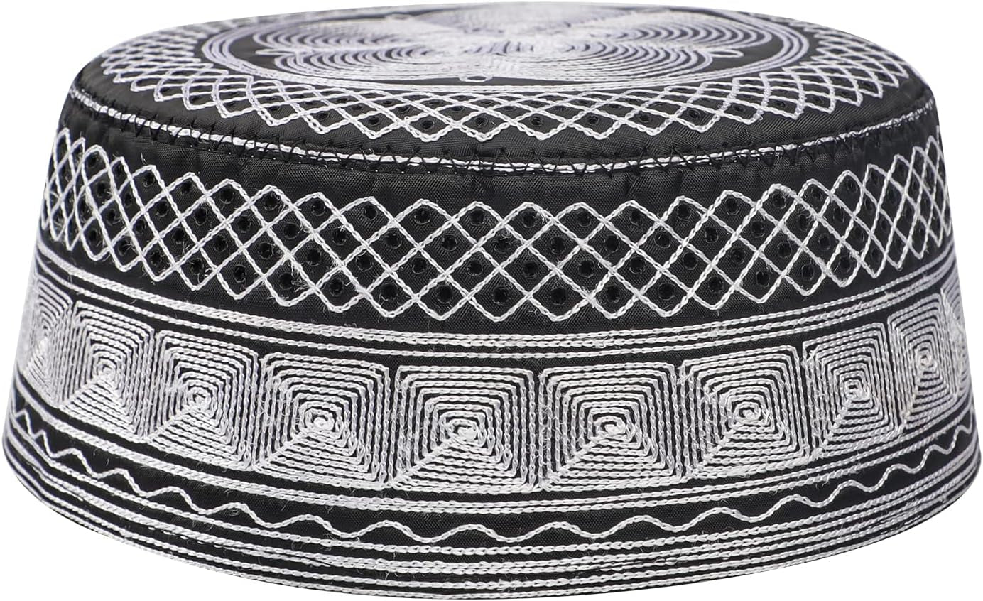 Muslim Prayer Kufi Hat for Men Boys Islamic Beanie Skull Cap Prayer Headwear Embroidery Kofia Topi Sun Hat Ramadan Eid Gift