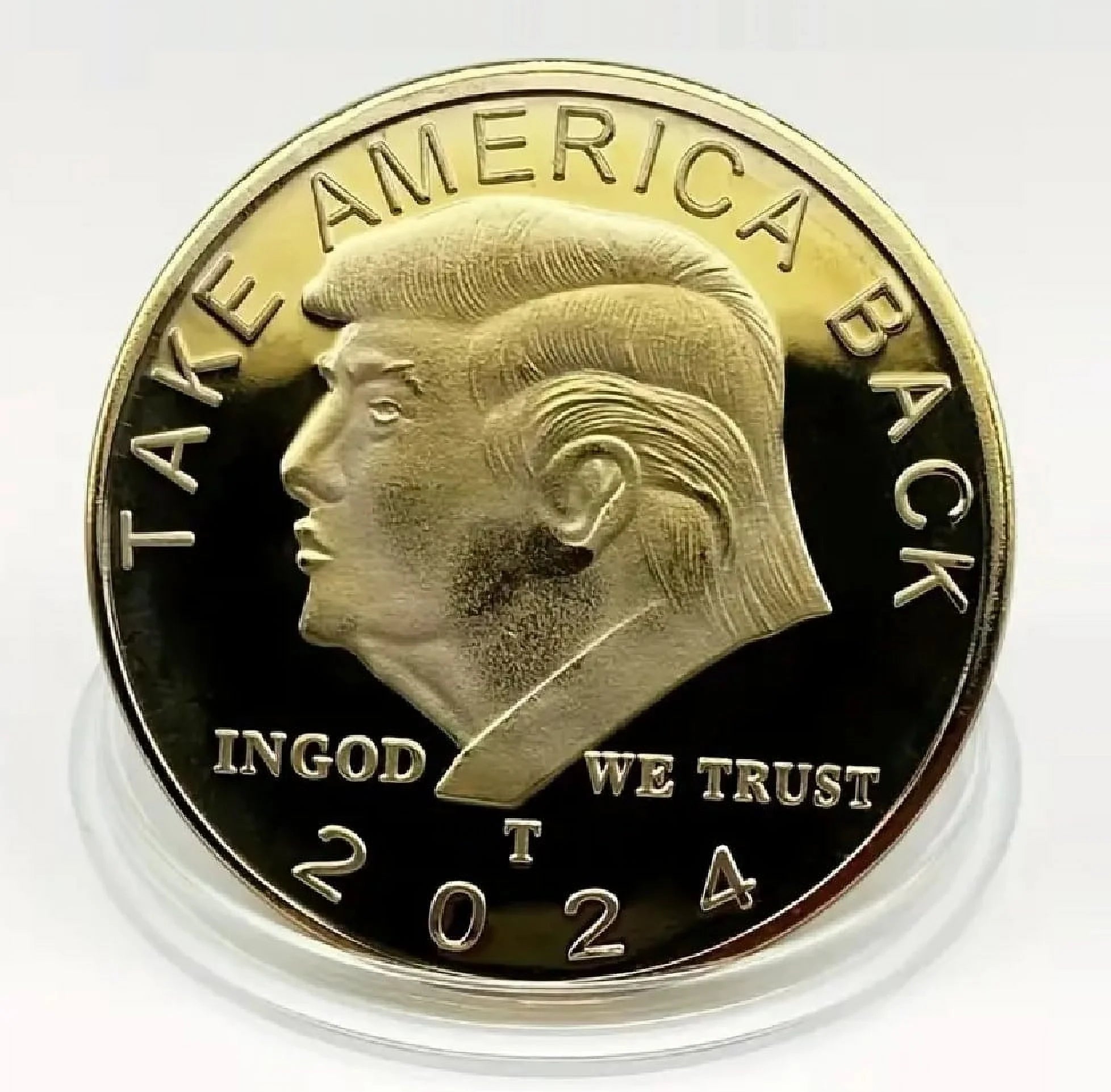 24K Gold-Plated Trump 2024 TAKE AMERICA BACK! W/Display Case Masters Coins