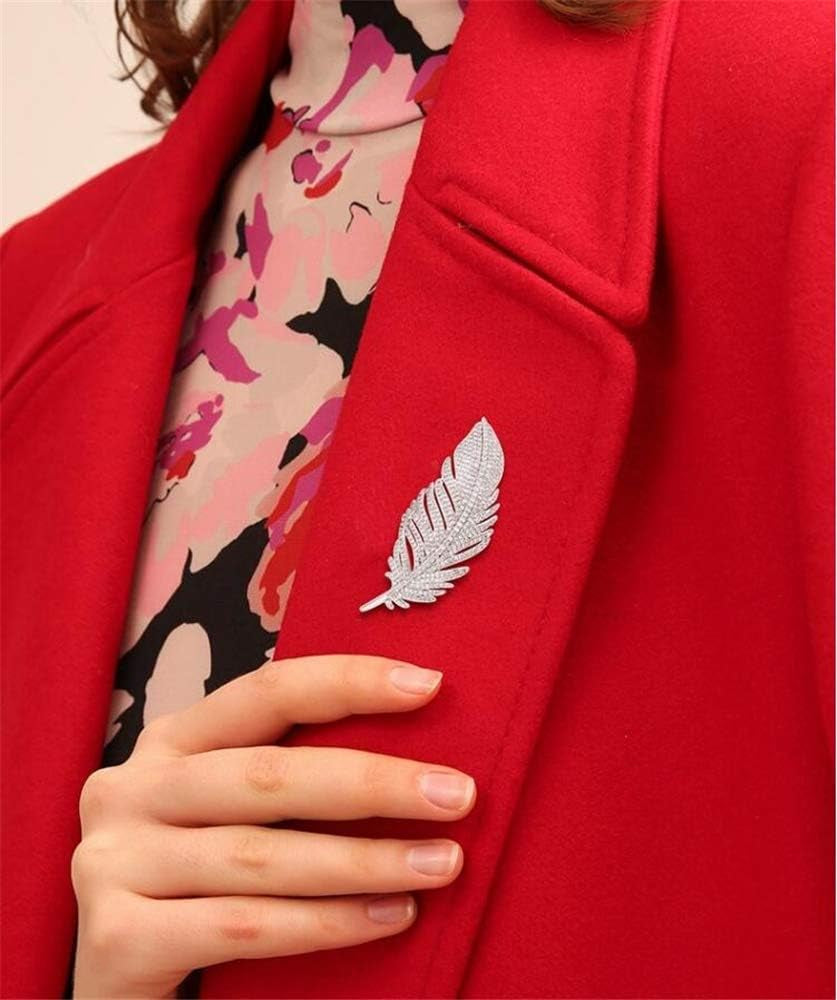 Rhinestone Feather Brooches Pin for Women Men Fashion Crystal Delicate Leaf Brooch Lapel Pins Elegant Dress Accessories Jewelry Boutonniere Corsage for Hat Bag Suit Tie Wedding Birthday