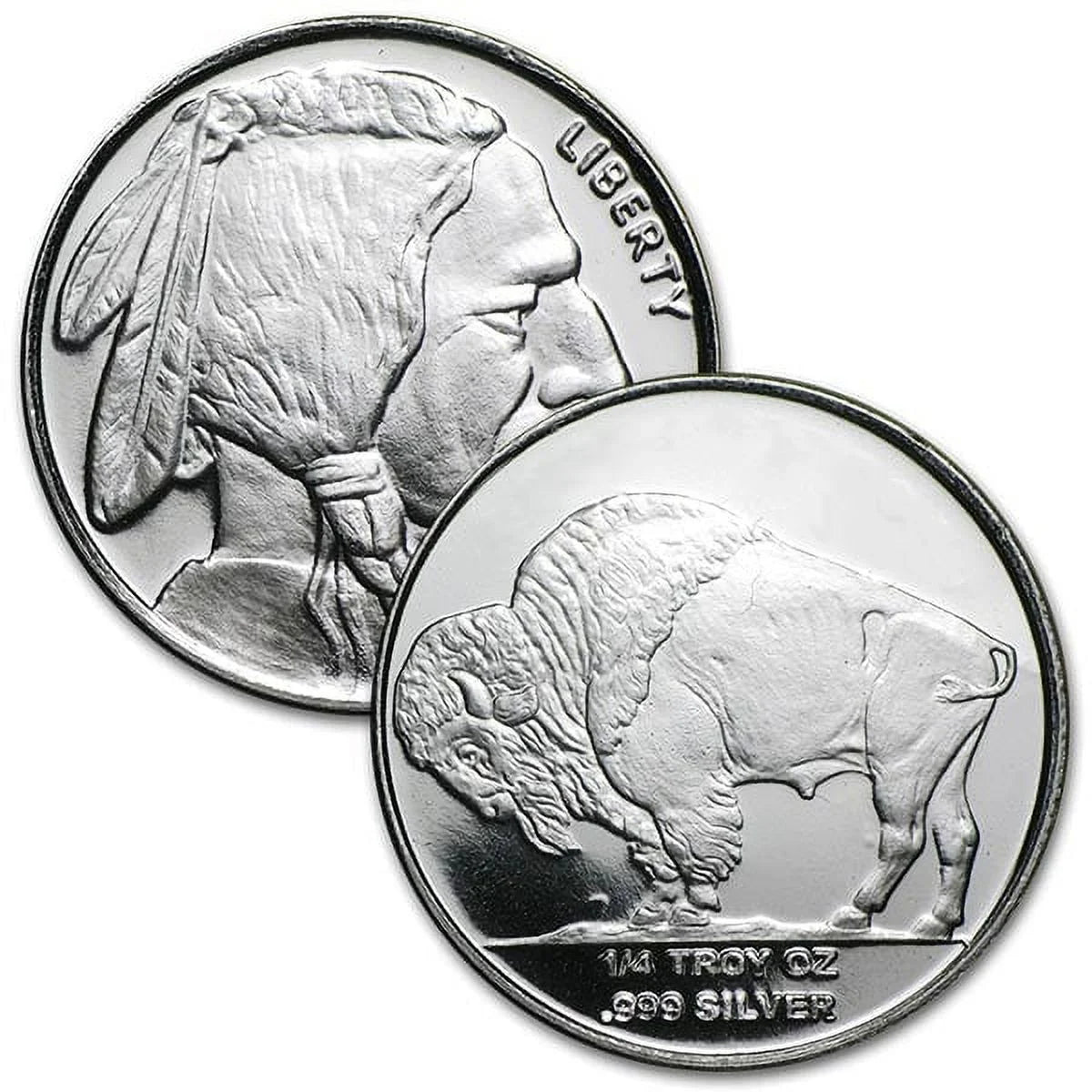 1/4 Oz Buffalo SILVER Round, .999 Pure Masters Coins