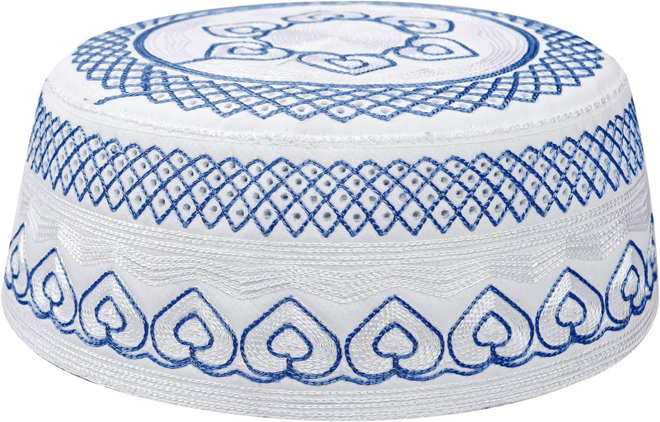 Muslim Prayer Kufi Hat for Men Boys Islamic Beanie Skull Cap Prayer Headwear Embroidery Kofia Topi Sun Hat Ramadan Eid Gift