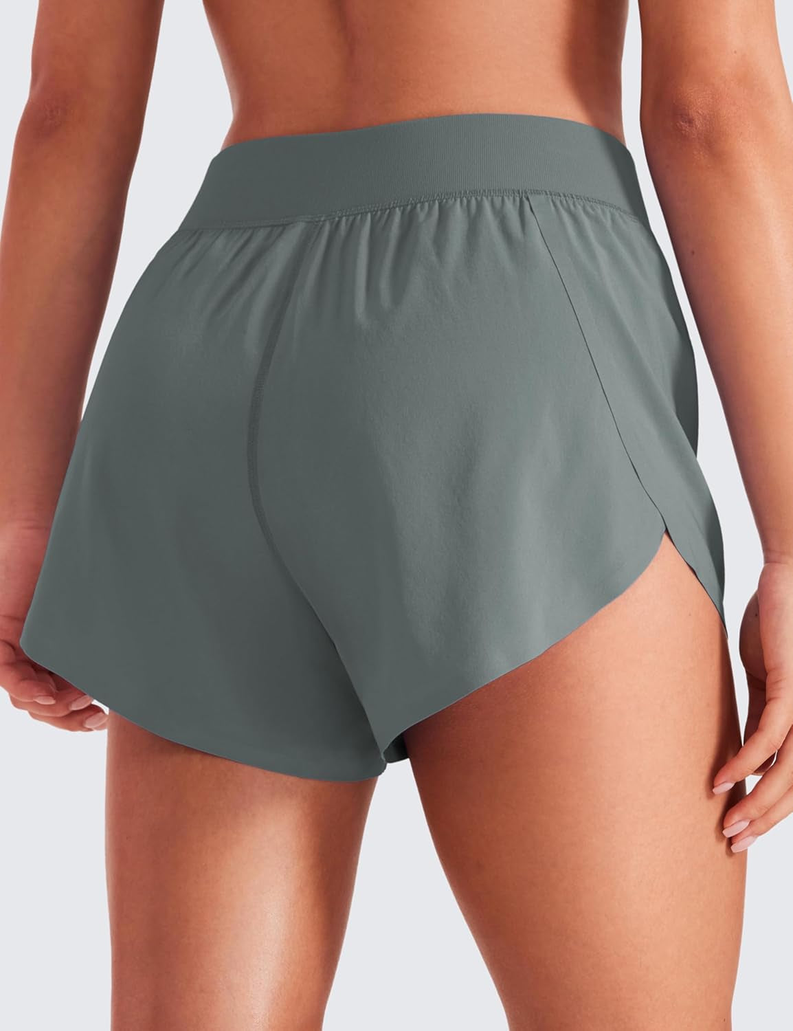 Mid Waisted Dolphin Athletic Shorts for Women 4" Lightweight High Split for Gym Workout with Liner Quick Dry