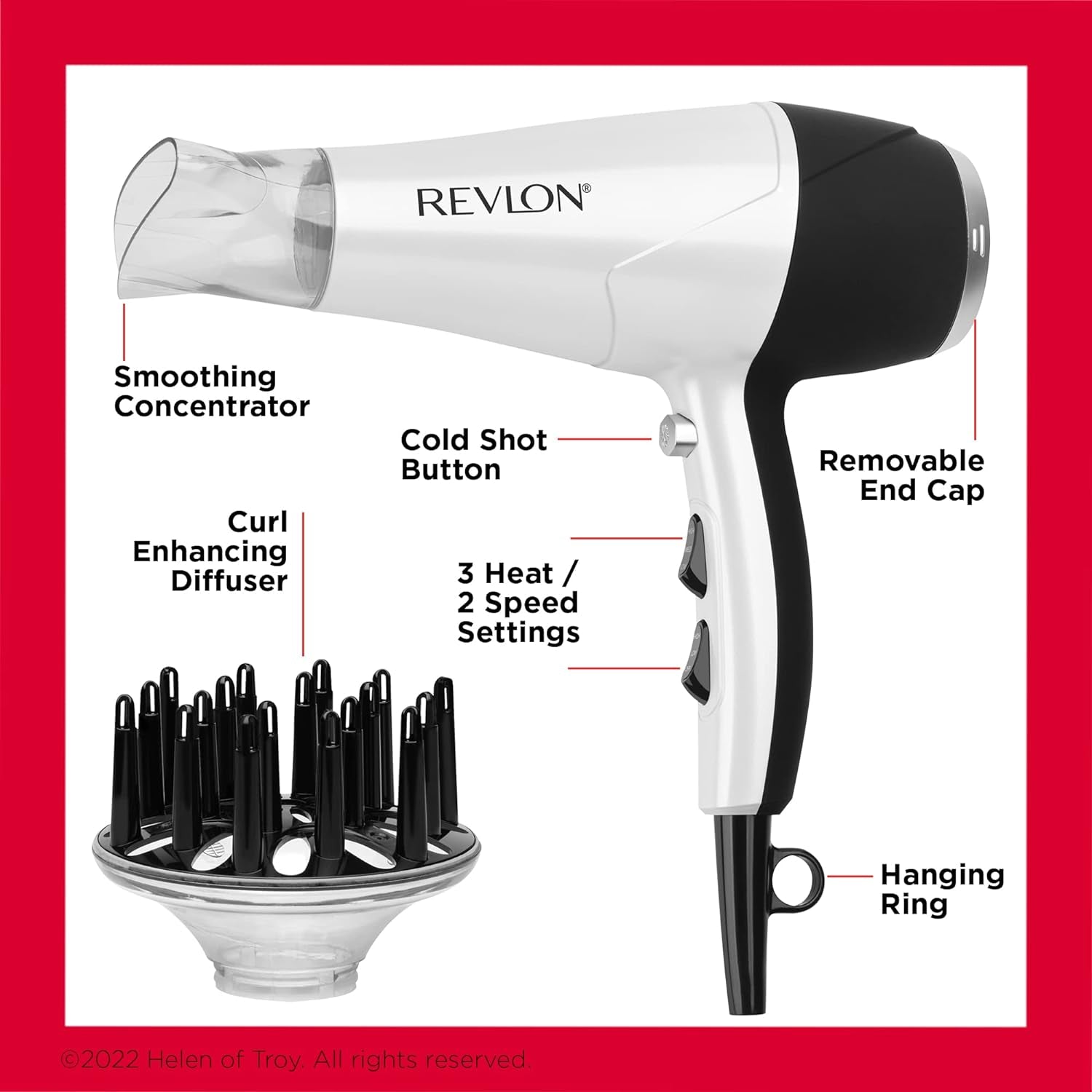 Increase Volume, Decrease Frizz and Damage, Fast Drying, 1875 Watts (White)