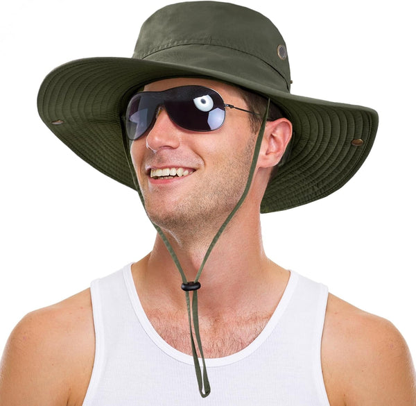 Sun Hat for Men Women UPF 50+ Fishing Hat Wide Brim Bucket Hat with UV Protection Summer Hat for Hiking, Beach, Safari