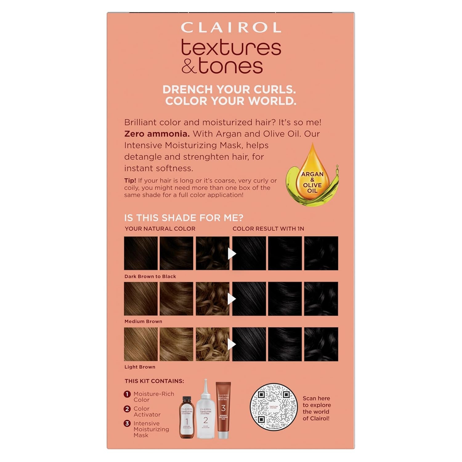 Textures & Tones Permanent Hair Dye, 1N Natural Black Hair Color, Pack of 1