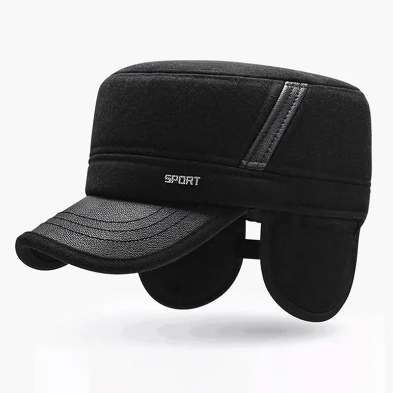 Warm Winter Cap Sport Golf Military Flat Hat For Men Snapback Casquette Bones Dad Cap Gorras Earflaps Thicken Male Baseball Father Gift