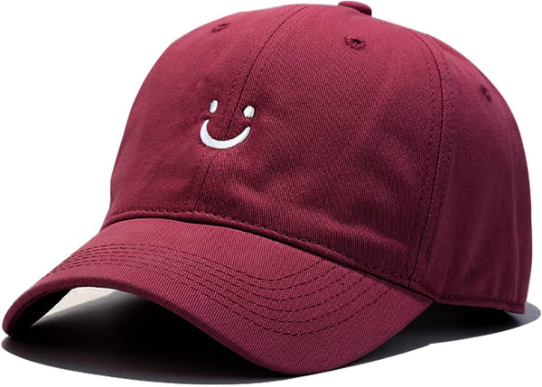 Smile Face Baseball Cap for Women Men Adjustable Low Profile Unstructured Cotton Dad Hat