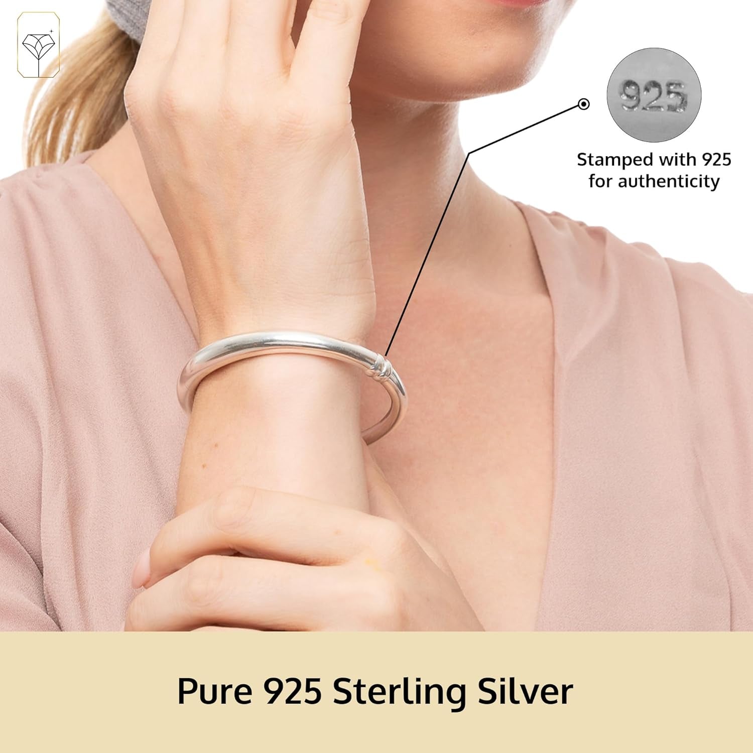 Anti-Tarnishing Hypoallergenic Silver Bangles for Women