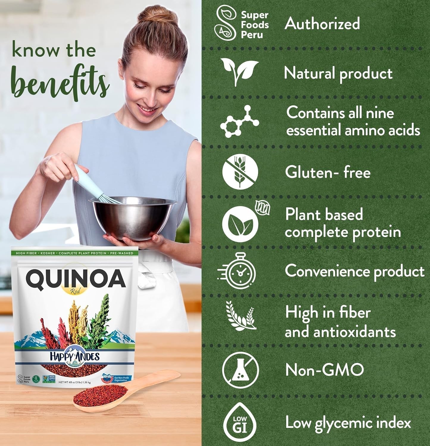Red Quinoa, Non-Gmo & Gluten, Whole Grain Rice Substitute, Ready to Cook Food for Oats & Seeds Recipes, Healthy Meal with Vitamins & Protein, Best Value, 3 Lb