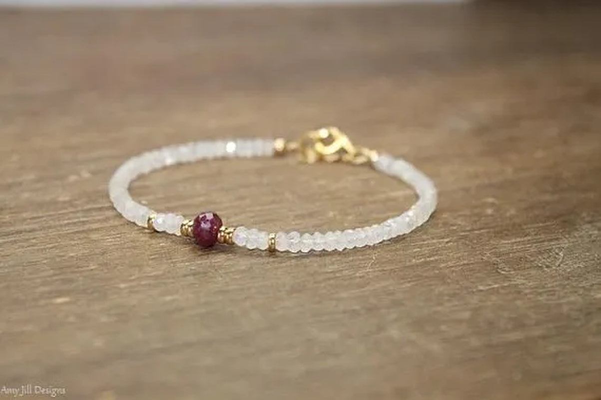 Ruby and Moonstone Bracelet Ruby Jewelry