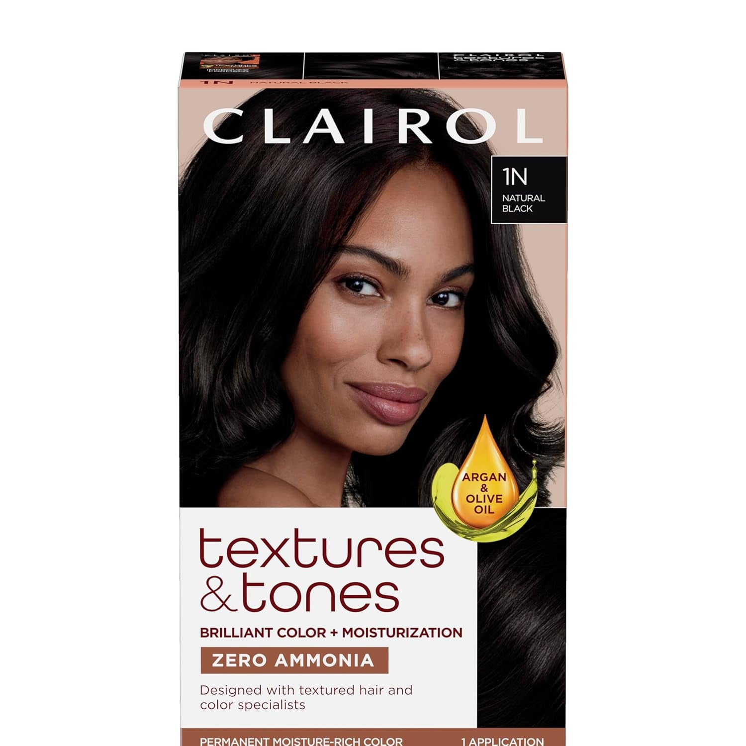 Textures & Tones Permanent Hair Dye, 1N Natural Black Hair Color, Pack of 1