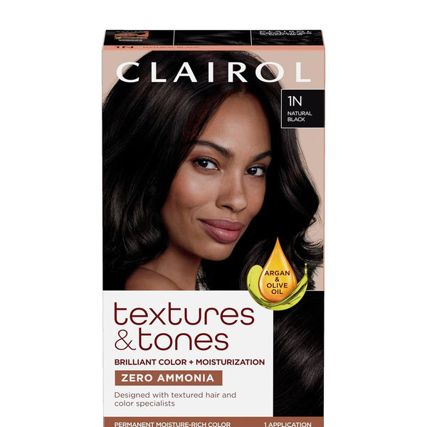Textures & Tones Permanent Hair Dye, 1N Natural Black Hair Color, Pack of 1