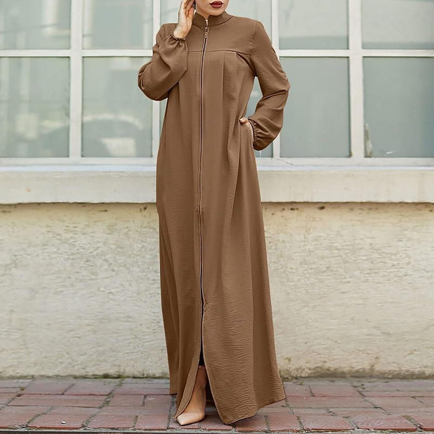 Women'S Chiffon Kaftan Abaya Dress Muslim Long Sleeve Self Tie Flowy Maxi Dress Abaya Casual Dress Dubai Outfits