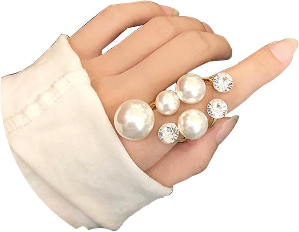 Pearl Ring for Women Promise Stacking Pearl Rings Adjustable Open Pearl Finger Ring Trendy Personality Christmas Pearl Jewerly Prom Dress Jewerly