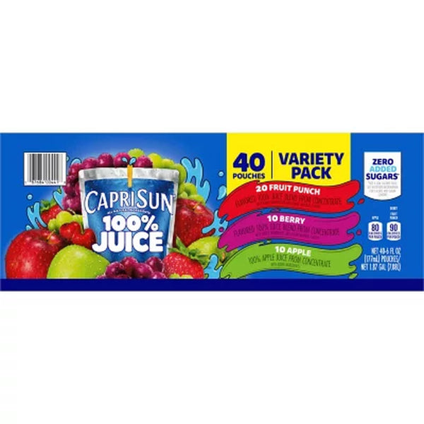 Capri Sun 100% Juice Variety Pack, 6 Fl. Oz. Pouches, 40 Pk.