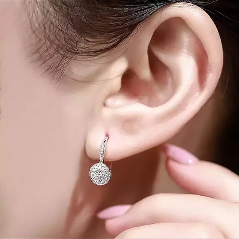 Trendy 925 Sterling Silver Micro Pave Diamond Drop Earring for Women Romantic Engagement Wedding Jewelry Lover Birthday Gift