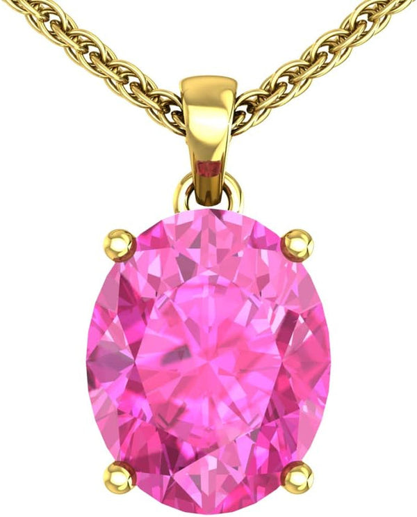 Women'S Pendant Necklace, 14K Yellow Gold/White Gold Hanging Jewelry with 7Mm Precious/Semi-Precious Oval Birthstone Gemstone & 18" Loose Rope Chain with Lobster Claw