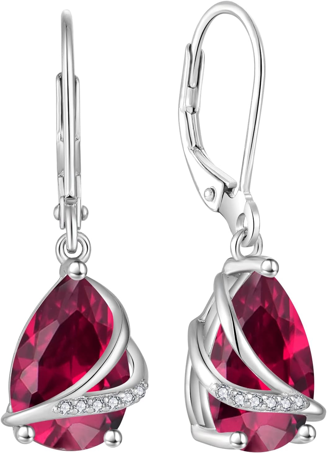 Birthstone Dangle Drop Earrings for Women 925 Sterling Silver Teardrop Leverback Earrings Jewelry Gifts for Wife Girlfriend Mother Daughter Her