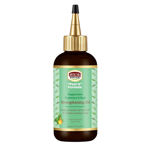 Feel-It Formula Strengthening Oil with Rosemary Oil, Peppermint Oil and Sage - Helps Promote Hair Growth, Nourishing Treatment for Split Ends and Dry Scalp for All Hair Types, 4 Fl Oz.