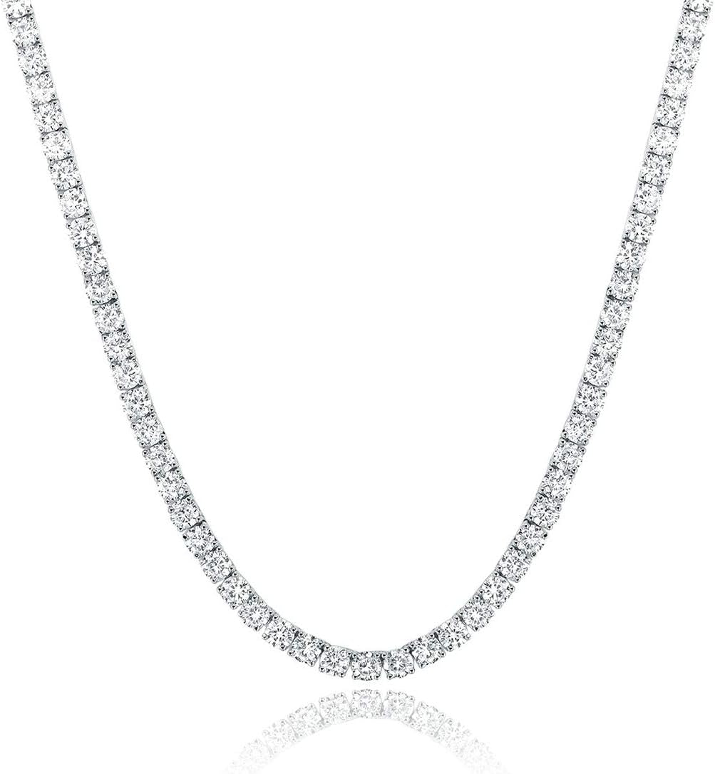 5.0-6.0Mm round Cubic Zirconia Cut Faux Diamond Tennis Chain for Women and Men 14-24 Inches