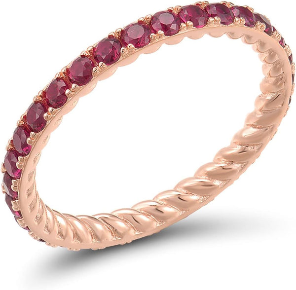 925 Sterling Silver Gemstone Stackable Ring Engagement Wedding Eternity Stacking Ring for Women