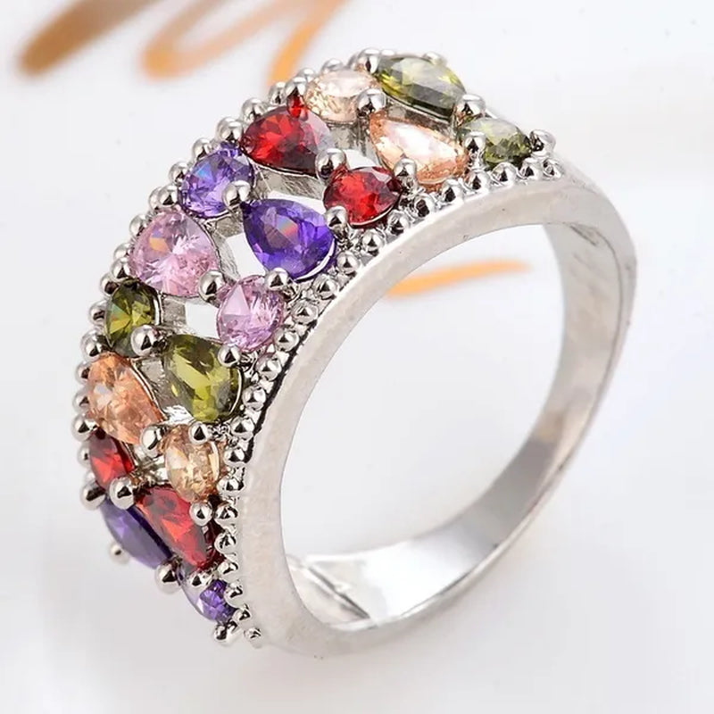 2017 New Fashion 925 Sterling Silver Amethyst Ruby Topaz Peridot Sapphire Ring Cocktail Jewelry