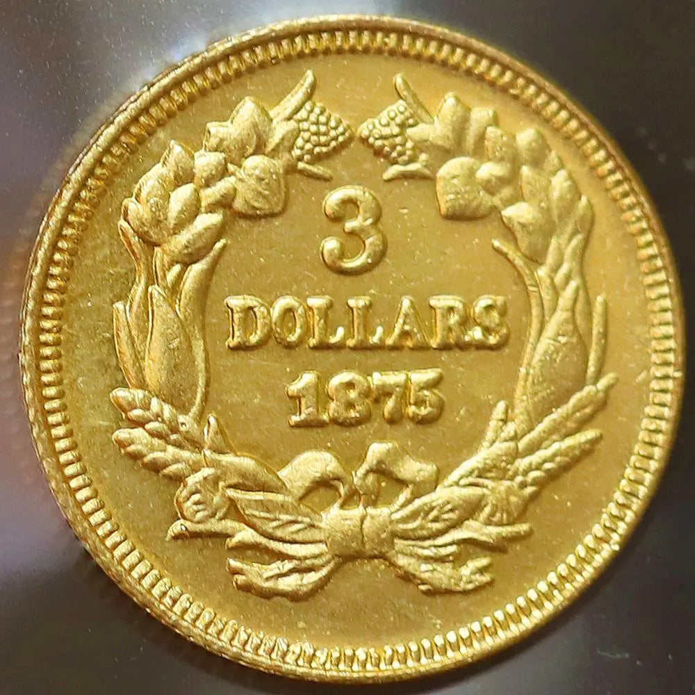 1875 Three Dollar Piece Indian Princess Gold Plate Coin - Uncirculated Masters Coins