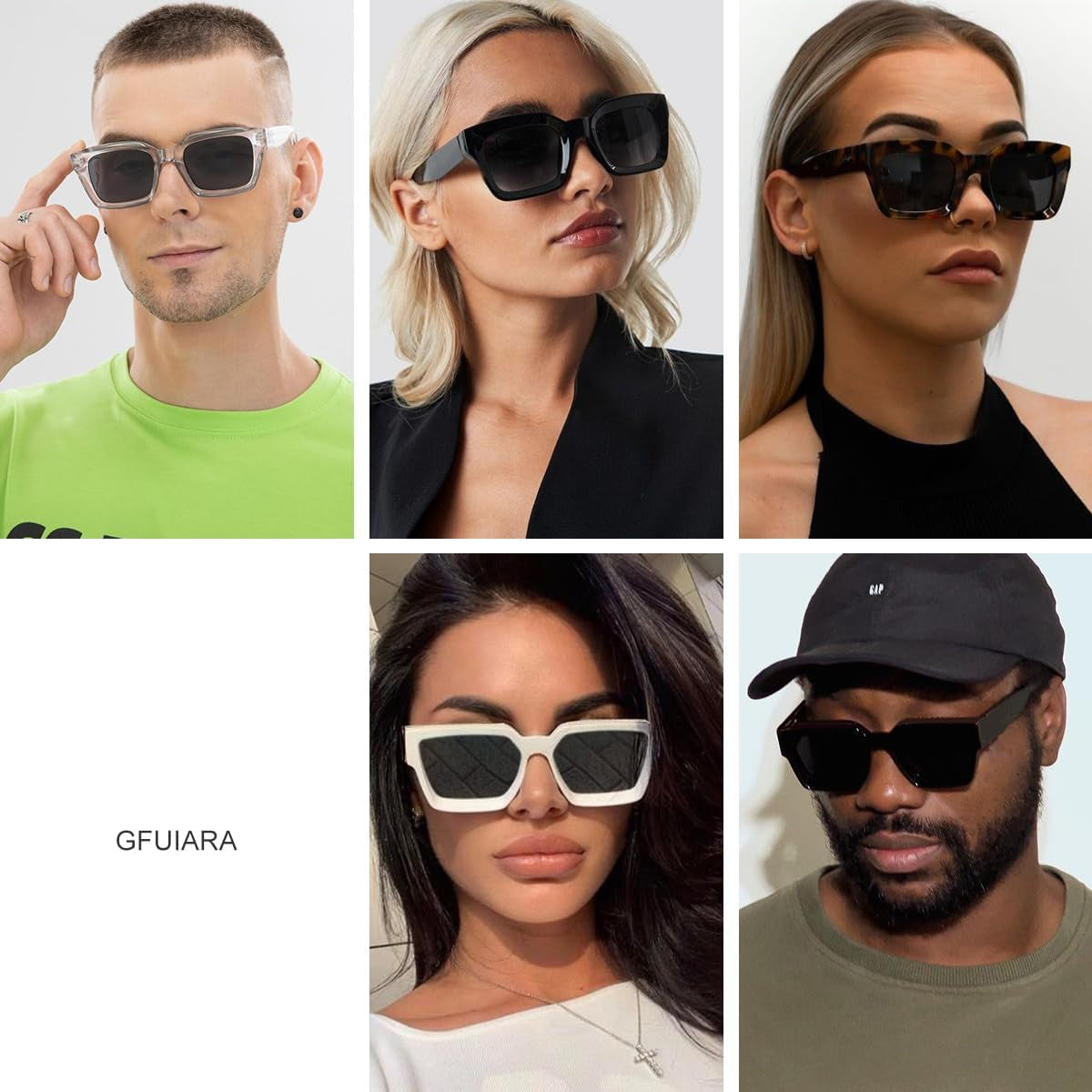 Trendy Square Sunglasses for Men Women Fashion Thick Rectangle Sun Glasses UV Protection Shades Designer Style