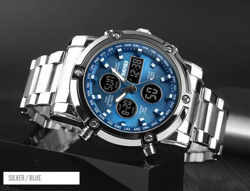 Fashion SKMEI 1389 Top Luxury Brand Stainless Steel Strap Wrist Watch Sport Countdown Watches