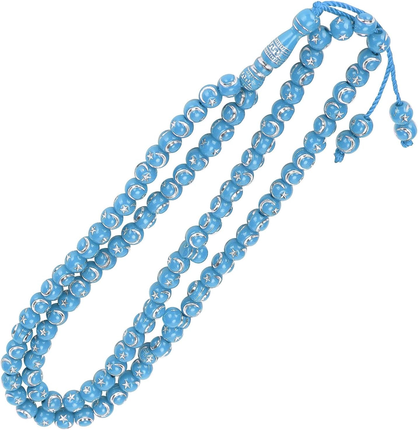 Islamic Prayer Beads, Muslim Rosary Beads 99 Grains Resin Gilding Religious Article Islam Prayer Rosary Beads Islamic[Blue] Necklaces