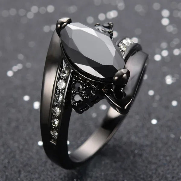 Women's Rings Size 6-10 Black Sapphire CZ 14K Black Golden Plated Wedding Ring (Choice Color and Size )