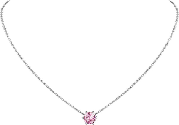 925 Sterling Silver 6 Prong Birthstone Necklace/Stud Earrings, Dainty Small Crystal Jewelry for Women (With Gift Box)