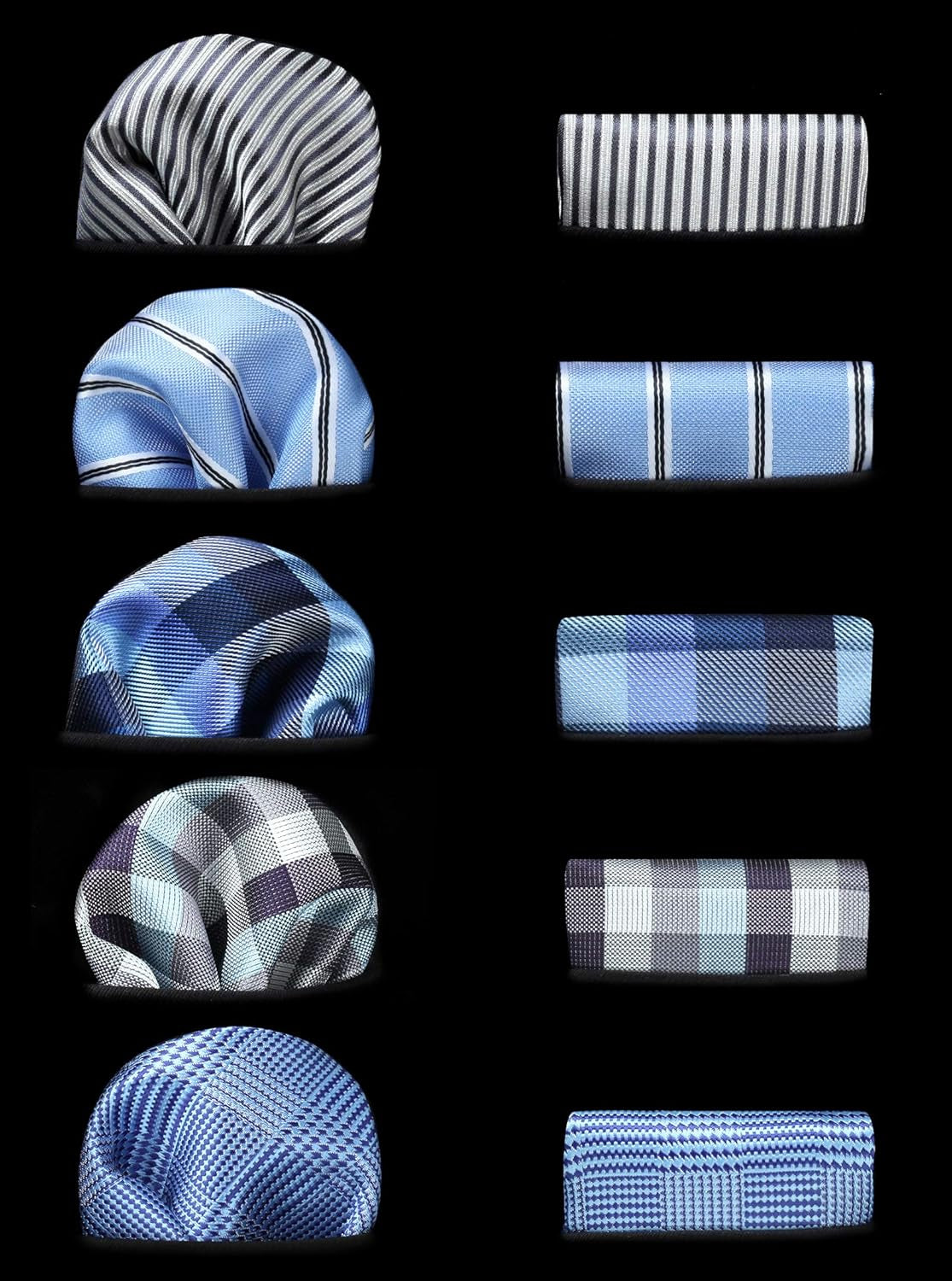 Mens Ties Set 5PCS Collection Tie with Pocket Sqaure Formal Business Necktie Present Box Neckties Set for Men