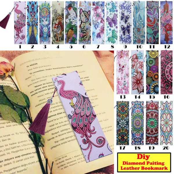 20 Types New Diy Leather Book Marks Special Shaped Diamond Painting Tassel Bookmarks Crafts Gifts For Christmas