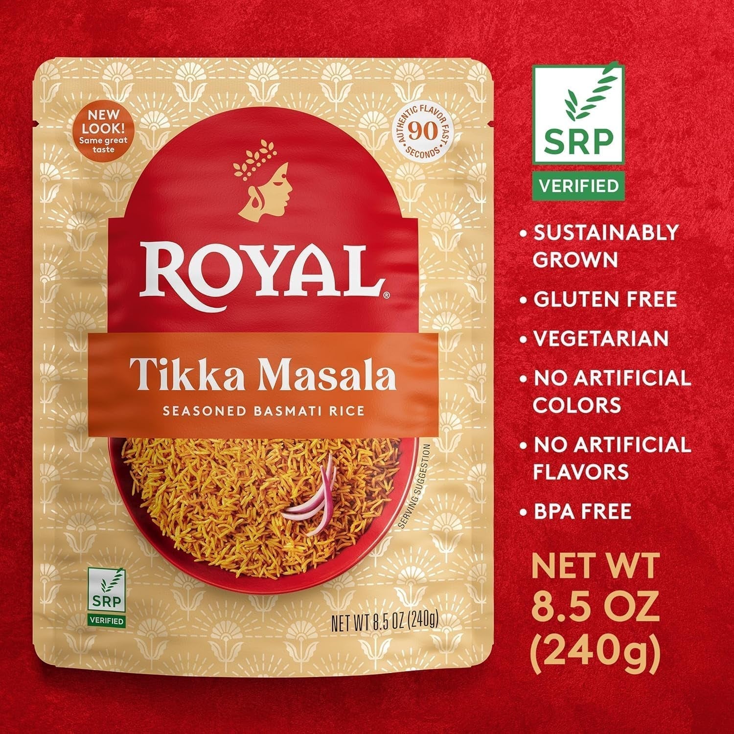 Tikka Masala Basmati Rice - Ready to Heat Basmati Rice - (4 Pack) 8.5 Oz Microwaveable Pouch