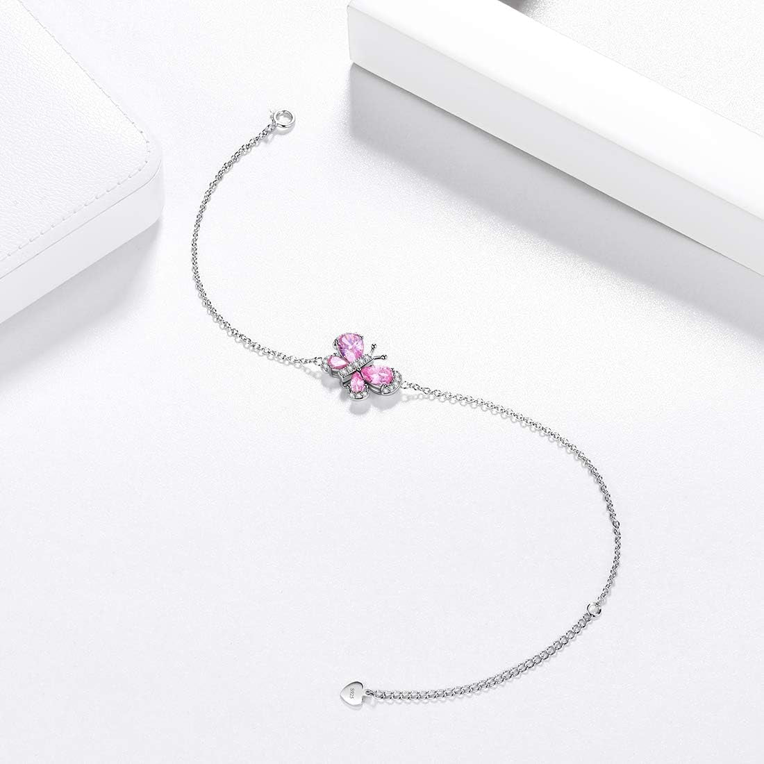 925 Sterling Silver Women 12 Birthstone Butterfly Jewelry Animal Crystal Minimalist Necklace/Earring/Ring/Bracelet Jewellery