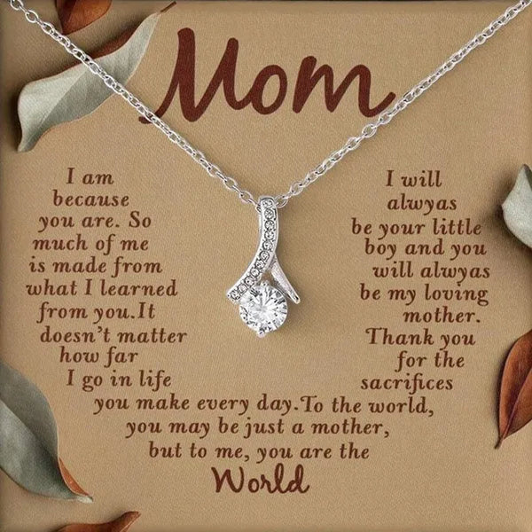 To My Mom Alluring Beauty Birthday Necklace, S925 Sterling Silver Cubic Zirconia Alluring Necklace