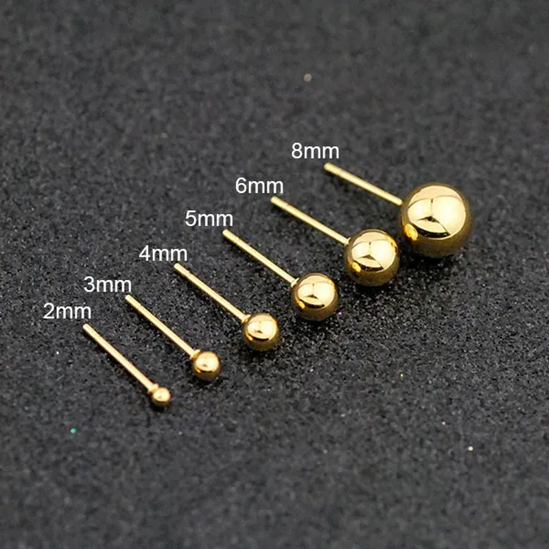 2/3/4/5/6/8Mm Stainless Steel round Pearl Stud Earrings Earrings for Women'S Fashion Party Wedding Jewelry