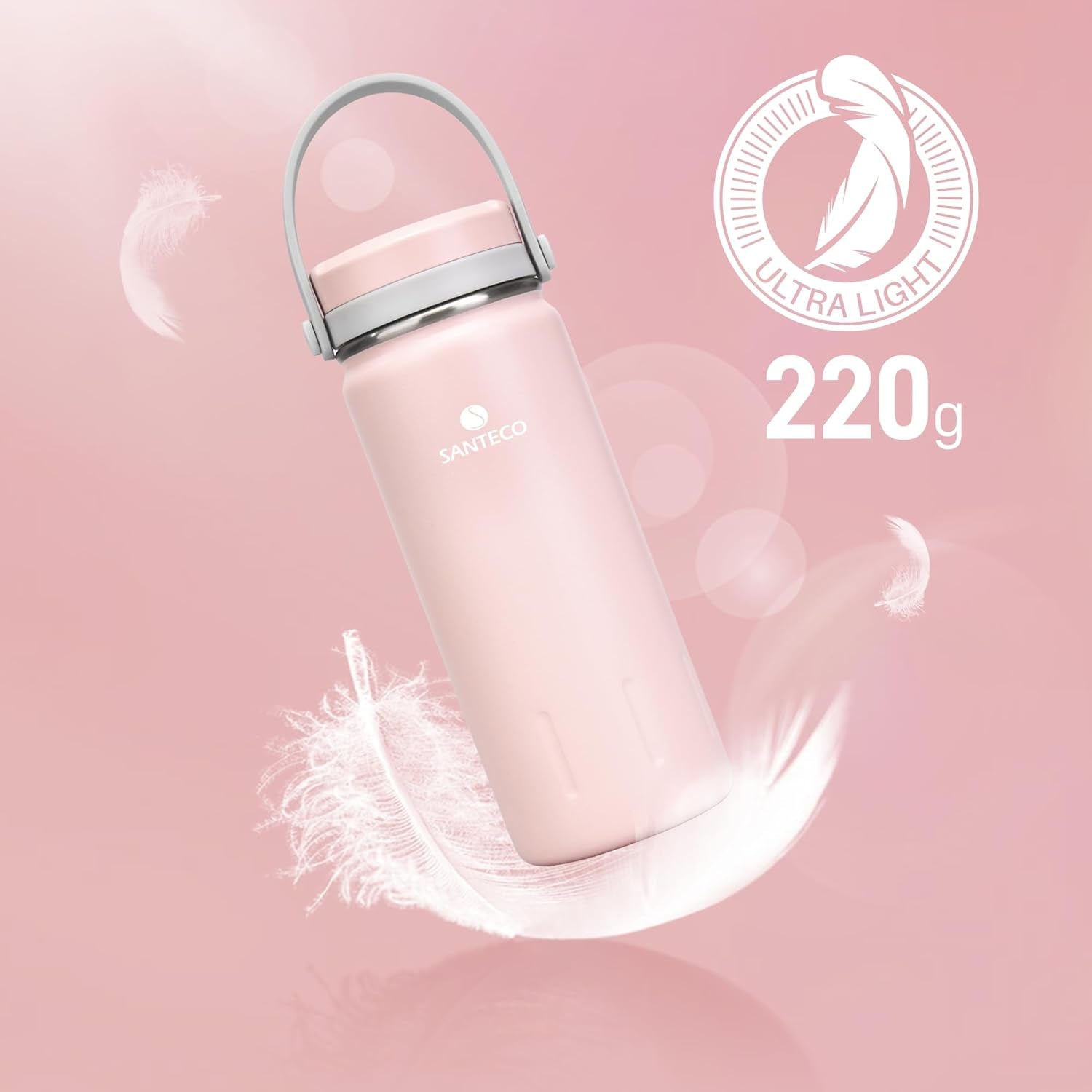 13Oz Wide Mouth Vacuum Insulated with Handle, Stainless Steel Water Bottle with Leakproof Sloseable Lid for Cold Water Drinks, Sports, Travel, Car and Yoga