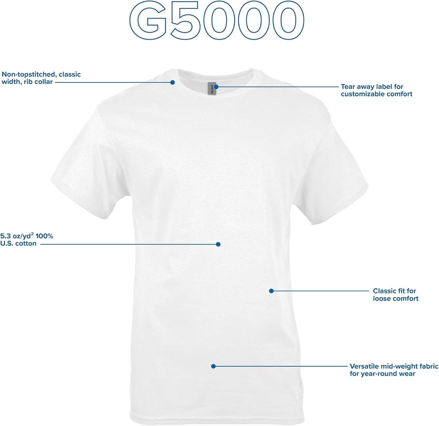 Unisex Adult Heavy Cotton T-Shirt, Style G5000, Multipack