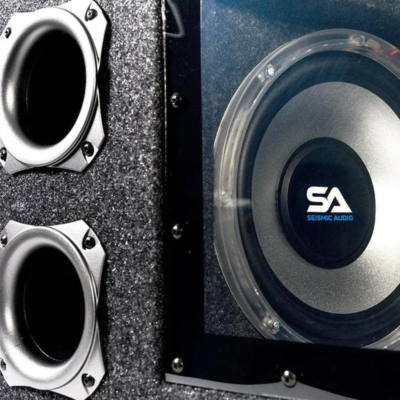 SA-PGCE10LED - Dual 10 Inch 1000 Watt Car Audio Subwoofer Box with LED Lights & Plexiglass Window