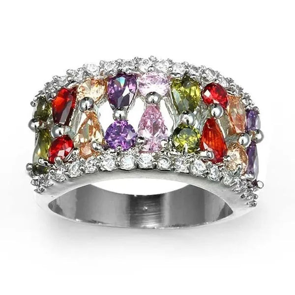 2017 New Fashion 925 Sterling Silver Amethyst Ruby Topaz Peridot Sapphire Ring Cocktail Jewelry
