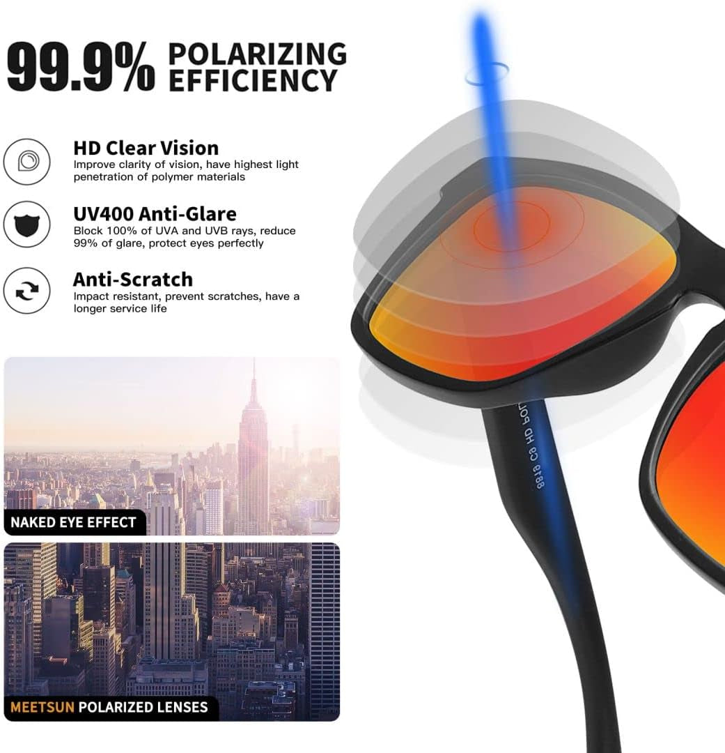 Polarized Sunglasses For Men Women UV Protection Square Frame Sport Fishing Driving Sunglasses