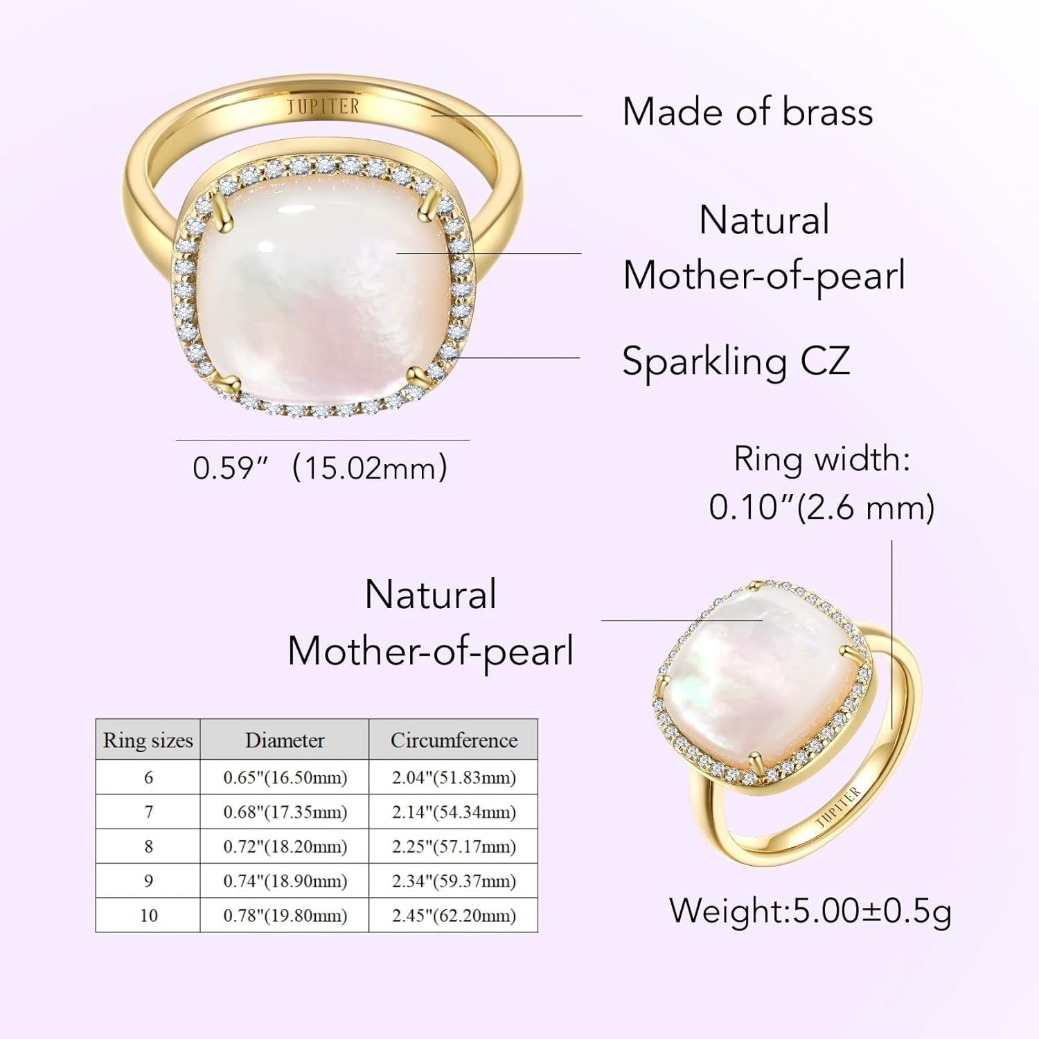 Gemstone Women'S Ring - Gemstone Women Ring, 0.47"/12Mm Birthstone Rings Jewelry for Valentine'S Day, Mother'S Day, Birthday Jewelry