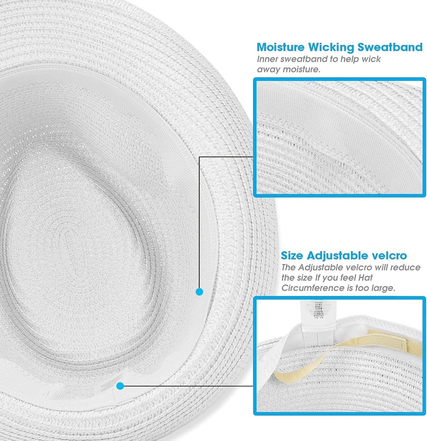 Straw Fedora Hat for Women Men Packable Short Brim Roll up Trilby Hat Panama Summer Beach Sun Hat UPF 50+